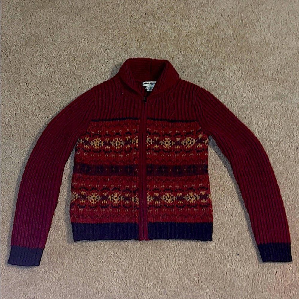 eddie bower zip up sweater
